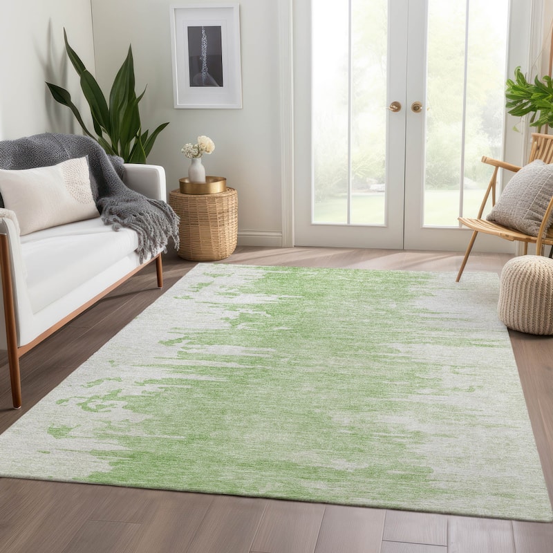 Machine Washable Indoor/ Outdoor Chantille Abstract Ombre Rug - Aloe - 10' x 14'