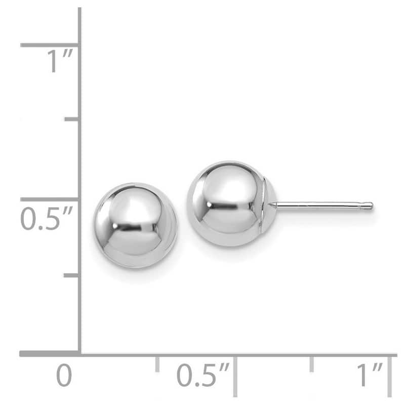 Curata 14k White Gold Polished 7mm Ball Post Earrings