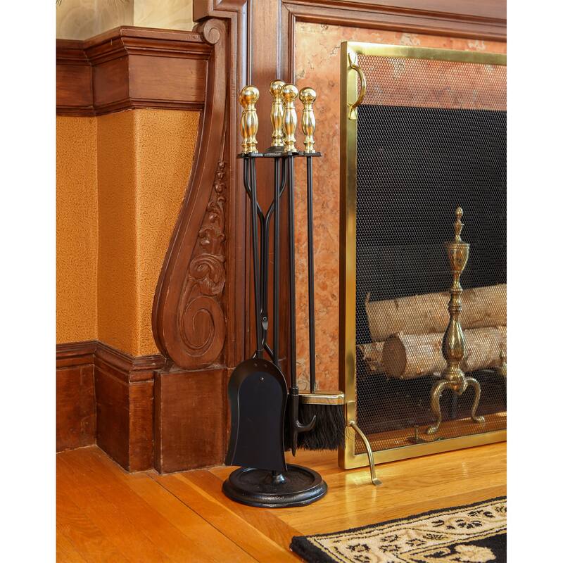 Achla Designs Sutton Set of 4 Fireplace Tools, 30 Inch Tall