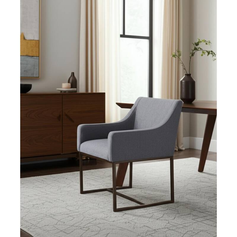 Upholstered Dining Chair with Antiqued Brass Legs for Dining Room - 24” x 24” x 30.70 "