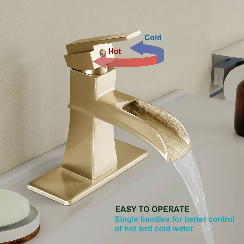 Topcraft Single Handle Waterfall Bathroom Faucet with Baseplate