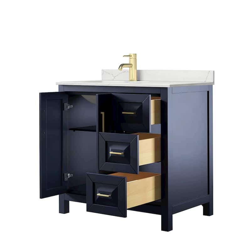 Daria 36-inch Single Vanity, Single Hole Quartz Top