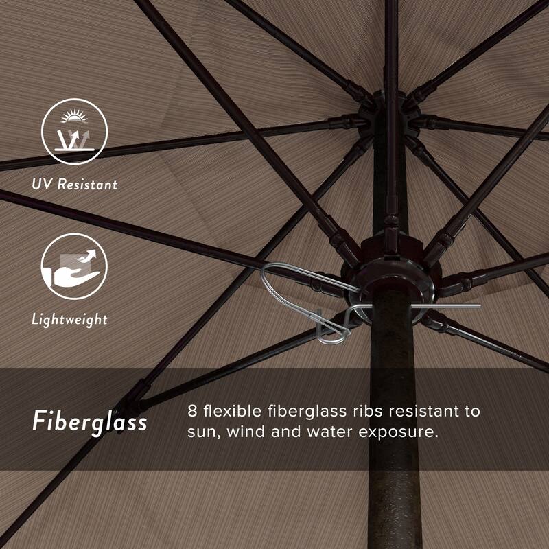 California Umbrella 7.5' Rd.. Aluminum Frame, Fiberglass Rib Market Umbrella, Push Open, Bronze Finish, Olefin Fabric