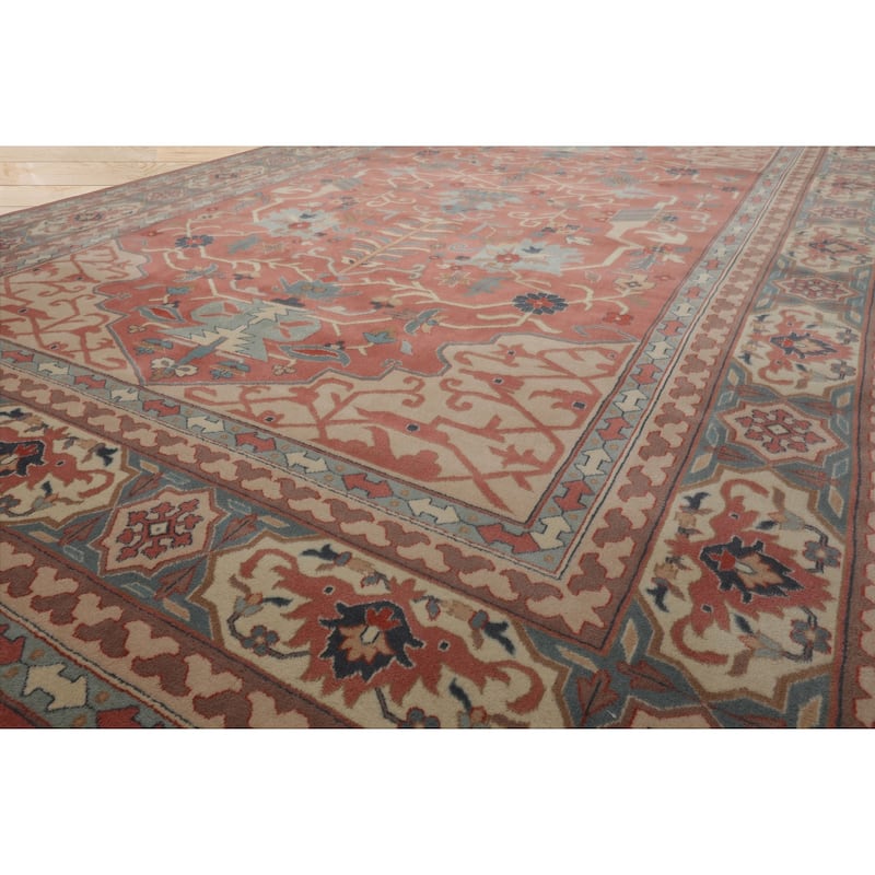 9x12 Hand Knotted Wool Rose Heriz Plush Pile Pande Cameron Pile Rug - 9' x 12'