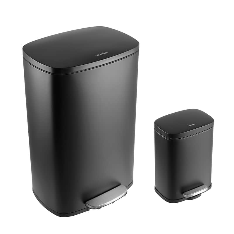 happimess 13-Gallon Trash Can with Soft-Close Lid and FREE Mini Trash Can