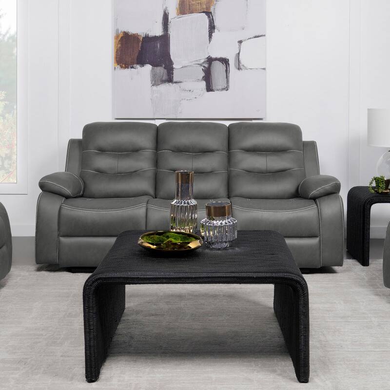 Kenneth Dark Grey Upholstered Motion Reclining Sofa