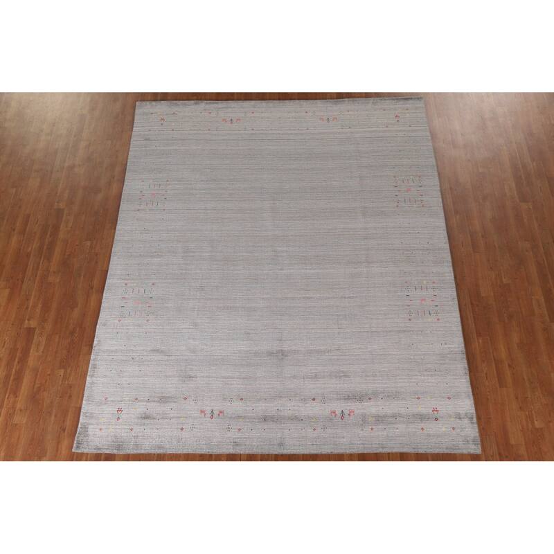 Tribal Beige Gabbeh Oriental Area Rug Handmade Wool Carpet - 8'1"x 9'9"