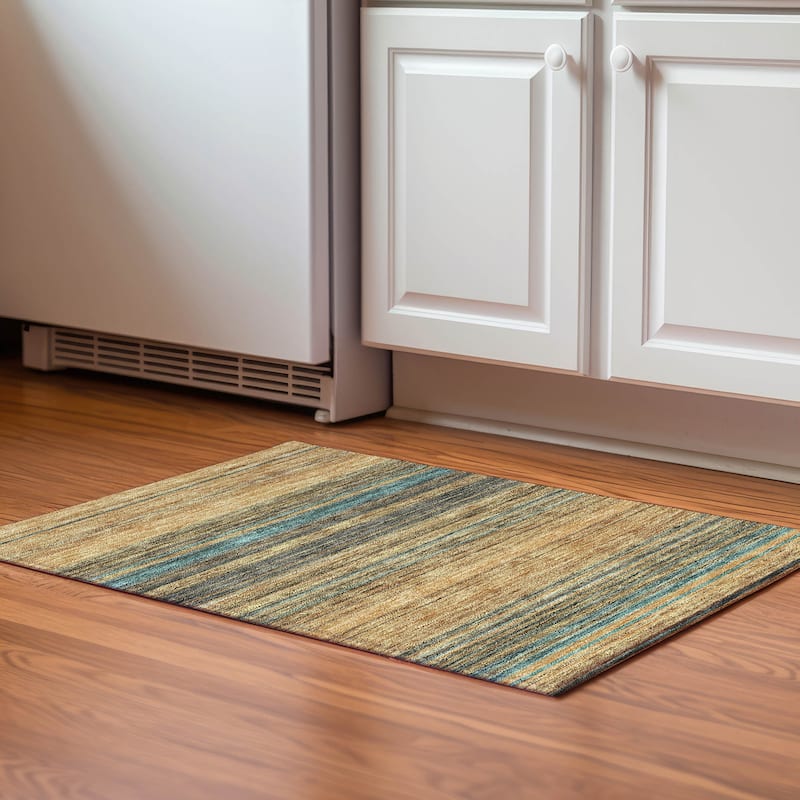 Premium Washable Super Soft Modern Stripes Mayfield Rug - Wheat - 1'8" x 2'6"