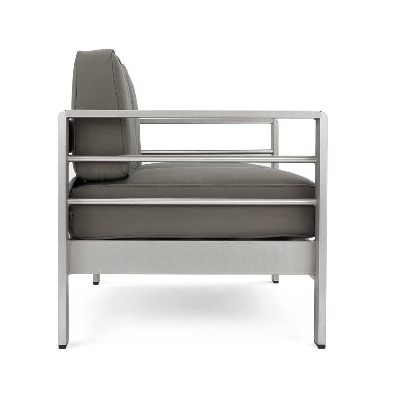 Roomfitters Modern Outdoor Patio Sofa Set, Aluminum Frame with Cushions & Coffee Table, Weather-Resistant Seating