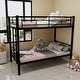preview thumbnail 9 of 13, Twin Over Twin Modern Convertible Metal Bunk Bed with Ladders and Guardrail Black