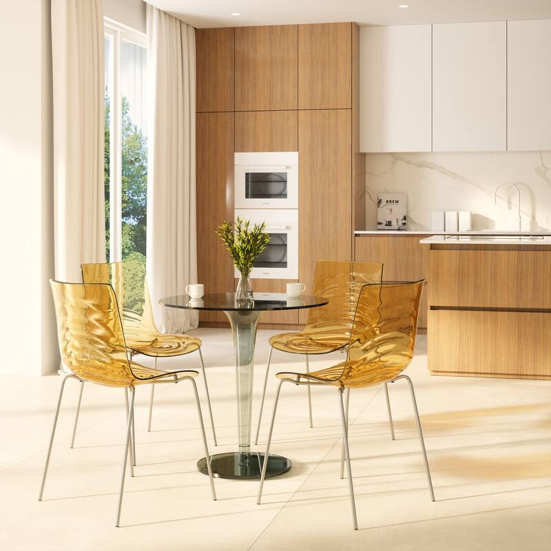 Plastic Dining Side Chair With Chrome Base Set of 4 Astor Series