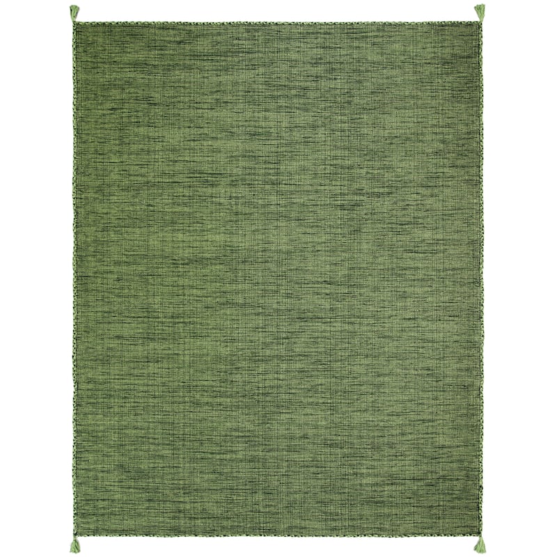 SAFAVIEH Handmade Flatweave Montauk Jahi Plaid Casual Cotton Rug - 9' x 12' - Green/Black