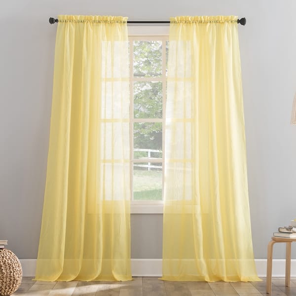 No. 918 Erica Crushed Voile Sheer Rod Pocket 1-Piece Curtain Panel, Single Panel - 51 x 63 - Yellow