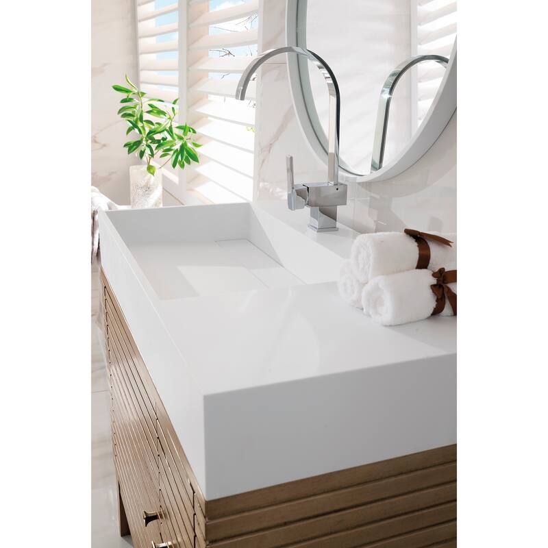 James Martin Vanities Linear 36" Single Vanity, Whitewashed Walnut