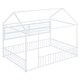 preview thumbnail 18 of 70, Metal House Bed with Metal Grid and Storage Shelves, Twin/Full Size Floor Montessori Bed with Roof Frame and Fence Guardrails
