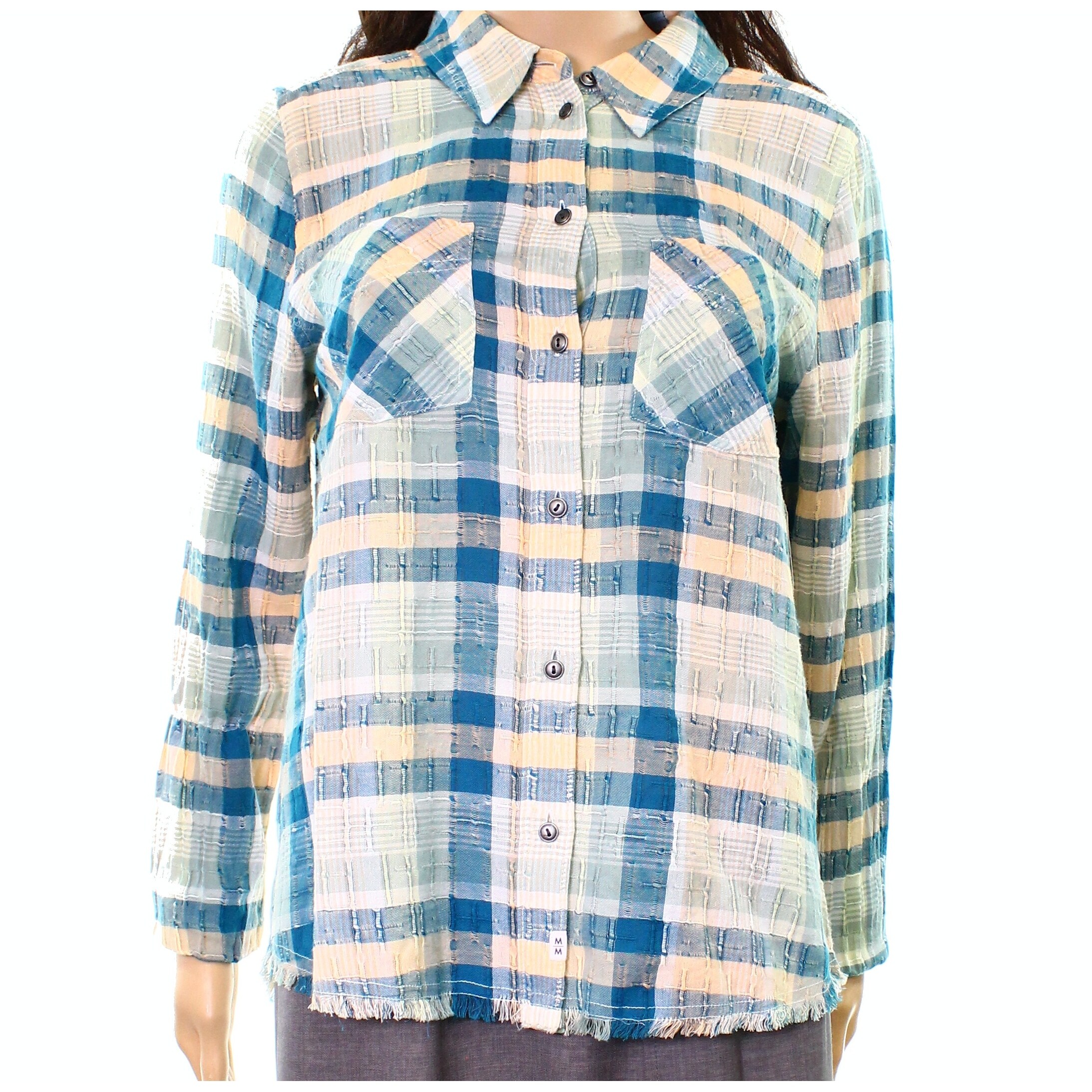 Shop Melrose And Market New Blue Women Size Small S Flannel Button Down Shirt Free Shipping On Orders Over 45 Overstock 21556124