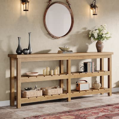 70.86-Inch Extra Long Console Table Farmhouse 3-Tier Entryway Table