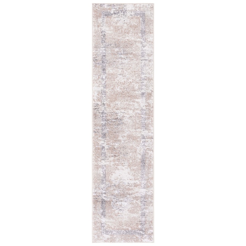 SAFAVIEH Amelia Afaf Abstract Distressed Rug - 2' x 8' Runner - Beige/Grey