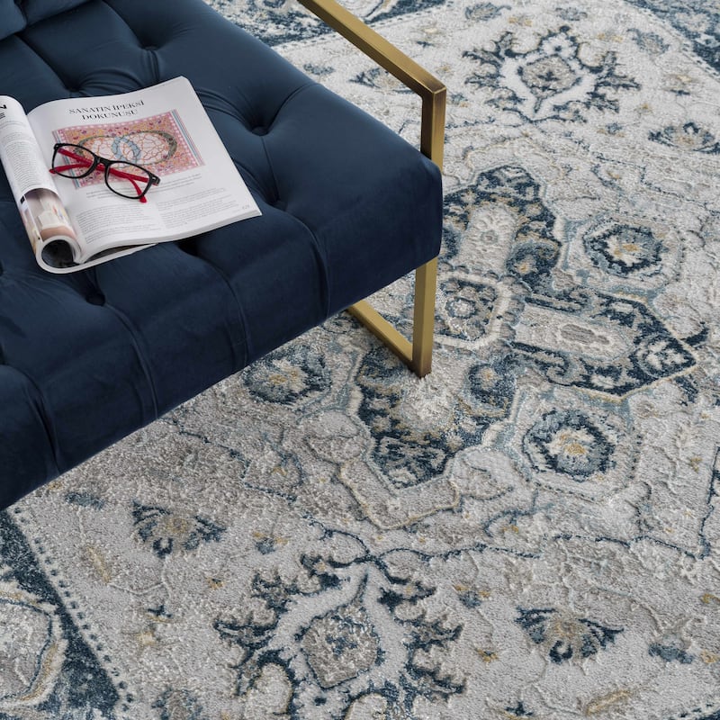 Hauteloom Liverpool Living Room, Bedroom Area Rug - Traditional - Charcoal,Medium Gray,Light Gray - 2' x 3'