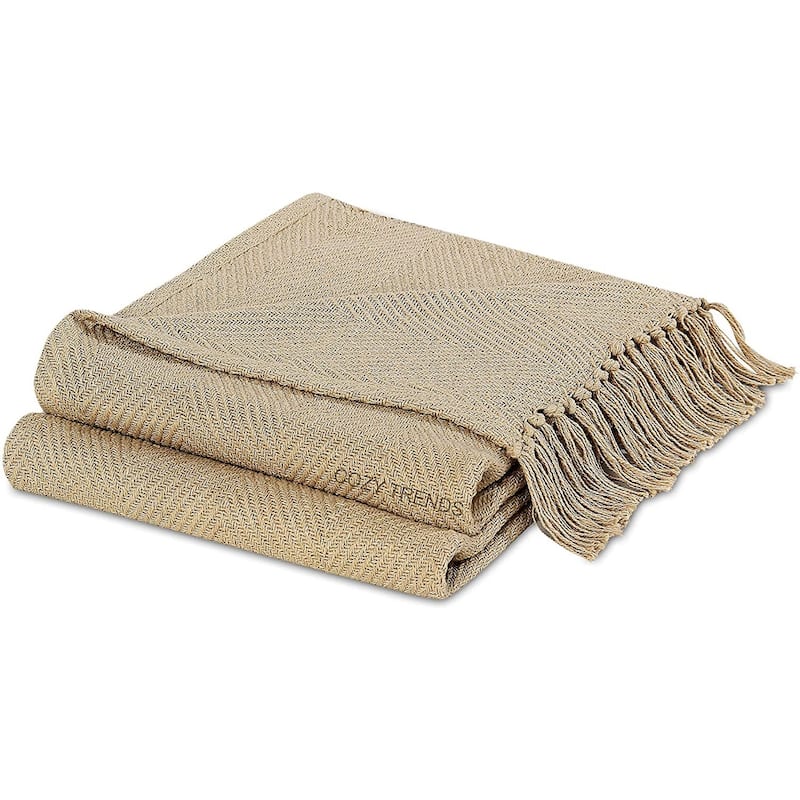 Luxurious Chevron 100% Cotton All Season Soft Throw Blanket 50''x60'' Set of 2