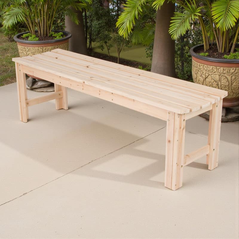 Meridian Natural Cedar Wood 60-Inch Backless Garden Bench