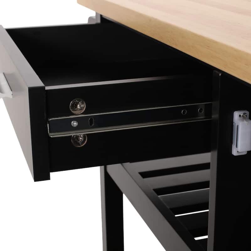 Contemporary Kitchen Island Cart with Storage Drawer, Shelves, and Towel Holder