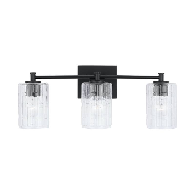 Emerson 3-light Bath/ Vanity Fixture w/ Embossed Seeded Glass