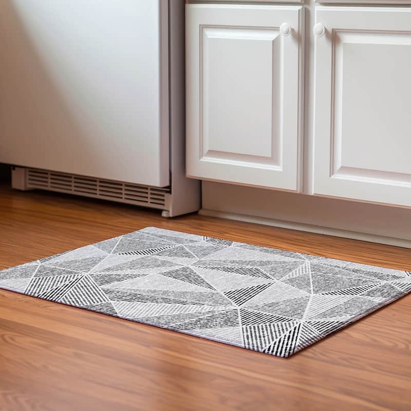 Premium Washable Super Soft Contemporary Mosaic Mayfield Rug - Pewter - 1' 8" x 2' 6" - Rectangle