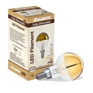 Bulbrite LED Filament Pack of (4) 2.5 Watt Dimmable G16 Light Bulb with ...
