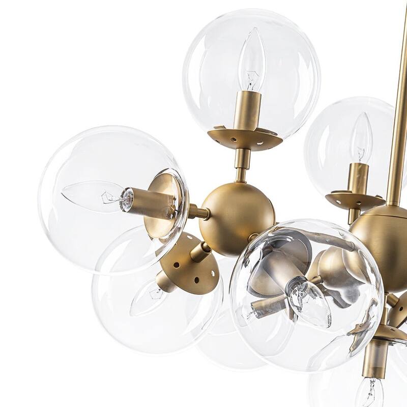 Mid-Century Modern 13-Light Glass Sphere Branch chandelier - 34.6 in