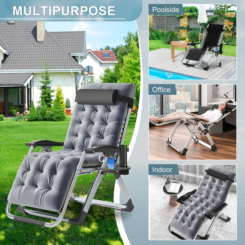 DoCred Zero Gravity Chair, Folding Lawn Chaise Recliner Lounge Chair