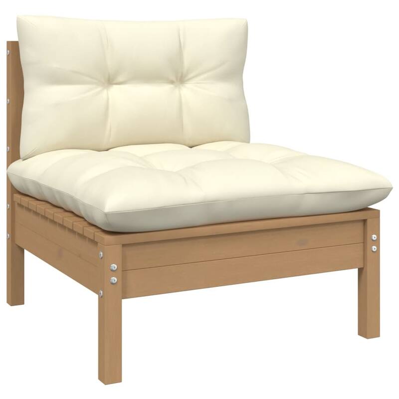 vidaXL Solid Pinewood Patio Lounge Set 9 Piece with Cushions Multi Colors