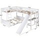 preview thumbnail 14 of 16, Twin over Full Bunk Bed with Desk and Slide,Full-Length Guardrail Twin Size Loft Bed.