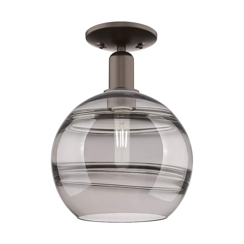 Innovations Lighting 716-1C-14-10 Rochester Semi-Flush Rochester 10" - Oil Rubbed Bronze / Light Smoke