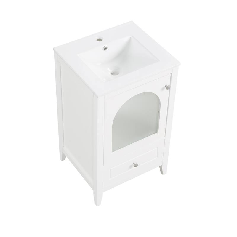 20 inch MDF Bathroom Vanity with Sink, Bathroom Cabinet with Soft Closing Glass Door