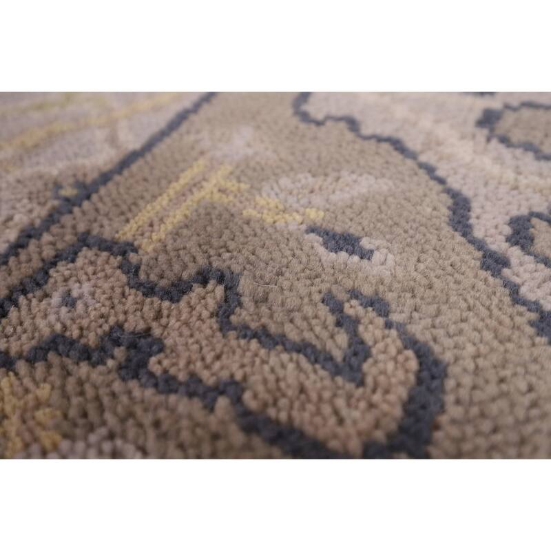 All-Over Oushak Oriental Runner Rug Handmade Brown Wool Carpet - 2'8" x 10'11"