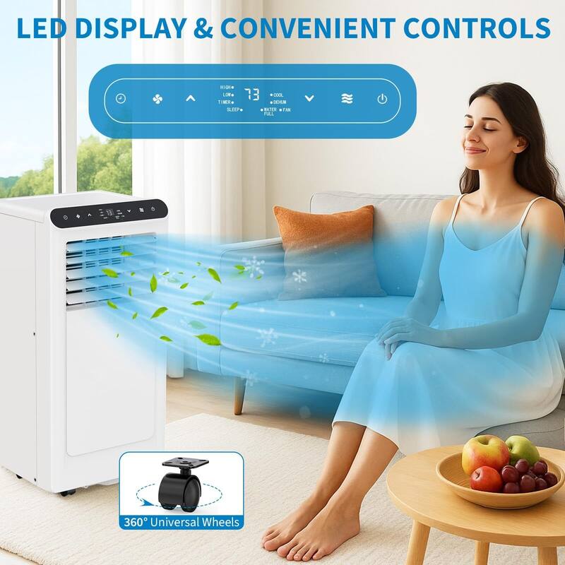 8000 BTU Portable Air Conditioner, 3-in-1 AC Unit with Fan, Dehumidifier, Quiet Air Conditioner with Remote
