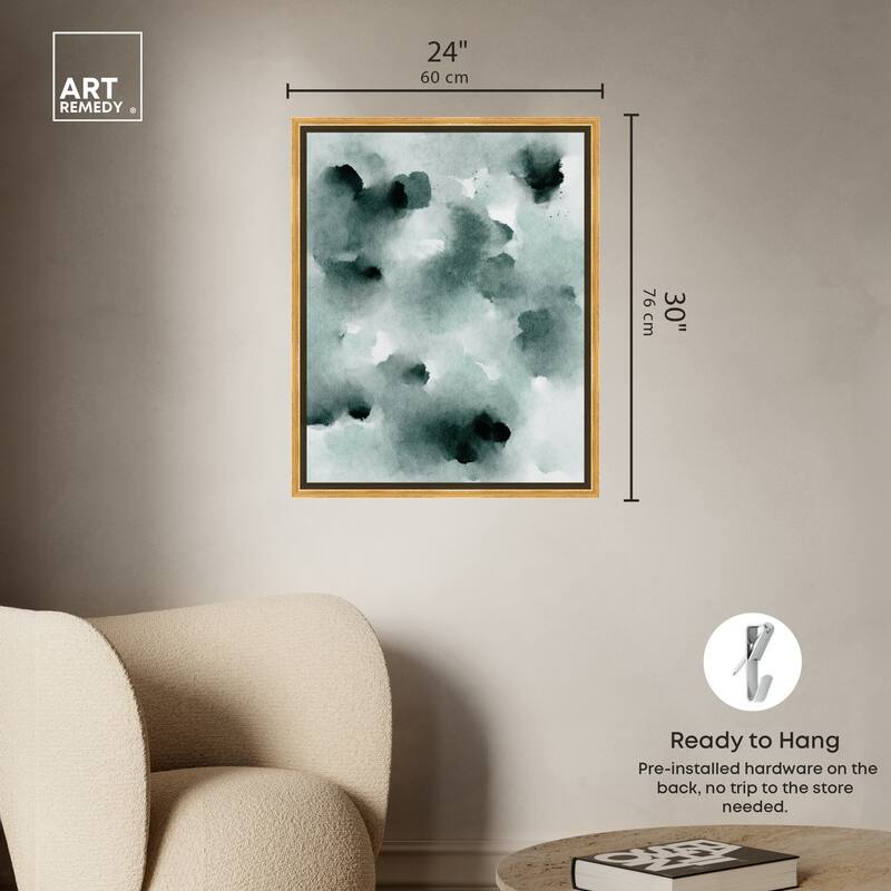 Art Remedy Diluted Smoke In The Snow Framed Watercolor Boho Abstracts