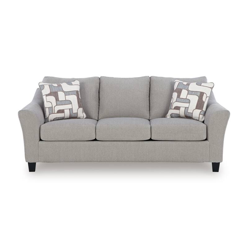 Roundhill Furniture Elaris 2-Piece Living Room Set - Flared Arm Sofa and Loveseat with Chenille Upholstery, Taupe