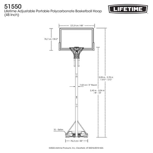 Lifetime Adjustable Portable Basketball Hoop, 48 inch