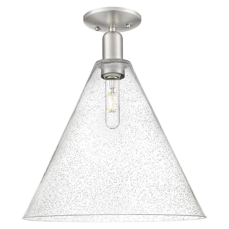 Innovations Lighting 716-1C-19-16 Berkshire Glass Semi-Flush Berkshire - Brushed Satin Nickel / Seedy