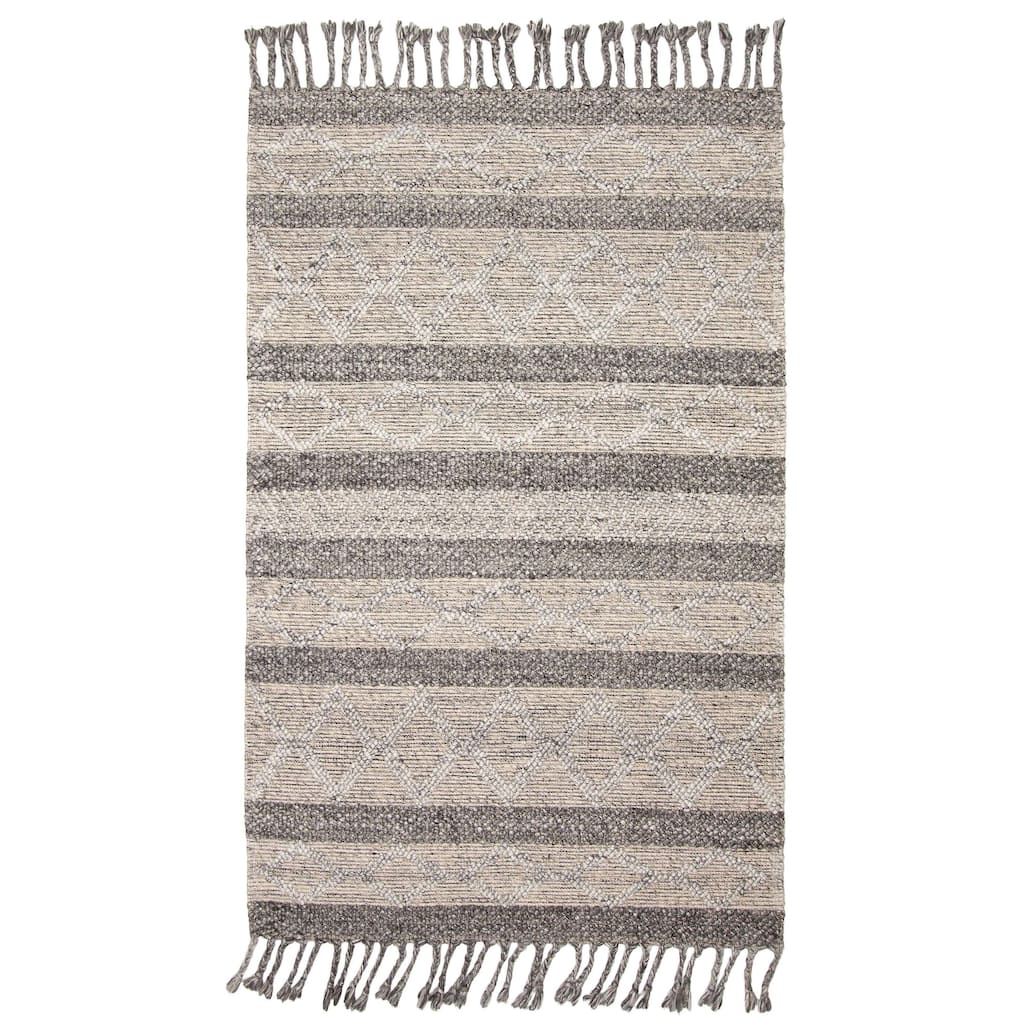 ECARPETGALLERY Braid weave Sienna Grey Wool Rug - 5'0 x 7'10