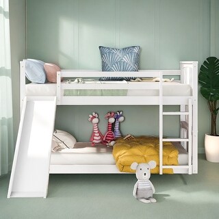 Twin Over Twin Bunk Bed with Built-in Slide and Ladder