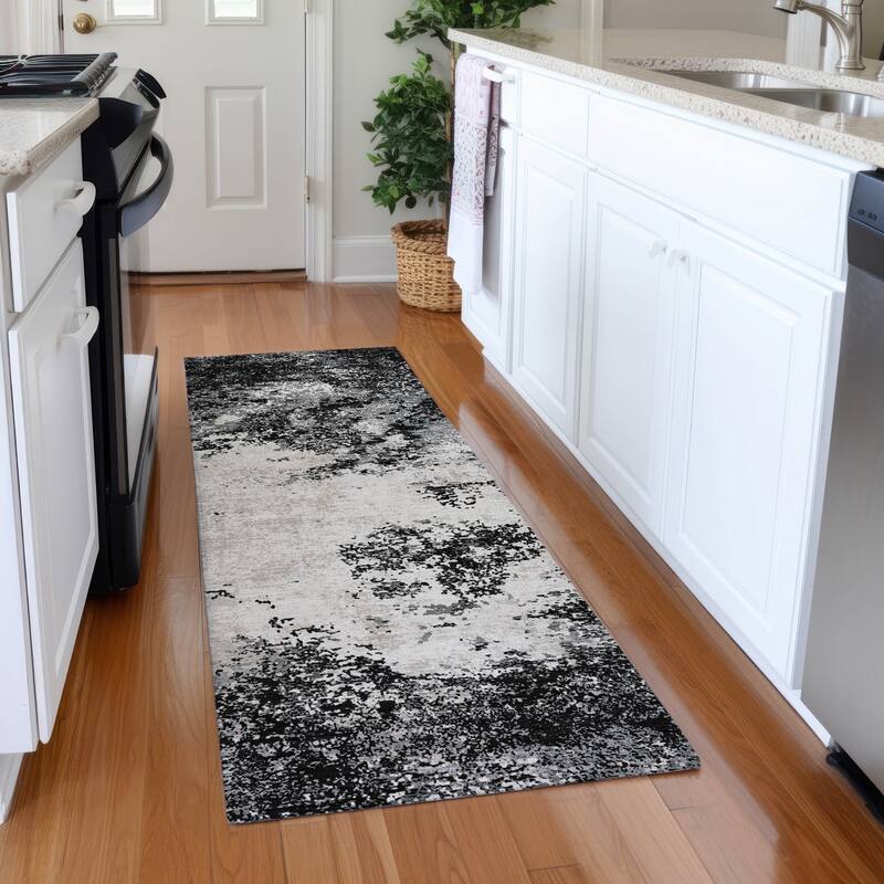 Premium Washable Super Soft Abstract Solid Mayfield Rug - Black - 2'3" x 7'6"