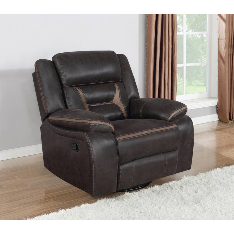 Brazelton Upholstered Swivel Glider Recliner - Dark Brown