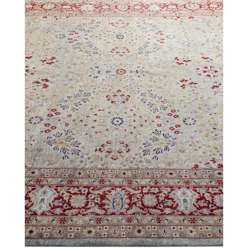 Overton Hand Knotted Wool Vintage Inspired Modern Contemporary Overdyed Gray Square Area Rug - 6' 2" x 6' 5"