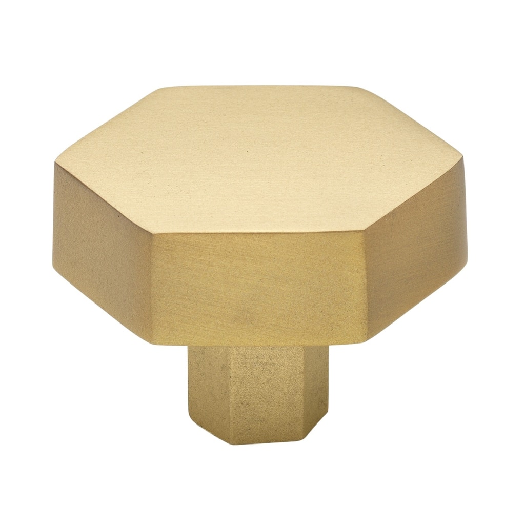 GlideRite 5-Pack 1-1/2 Inch Solid Hexagon Cabinet Knob Satin Gold