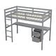 preview thumbnail 20 of 18, Twin Size Wood Loft Wood Bed with Under-bed, Built-in Desk, a Storage Cabinet of 2 Drawers, Guardrails and Ladder