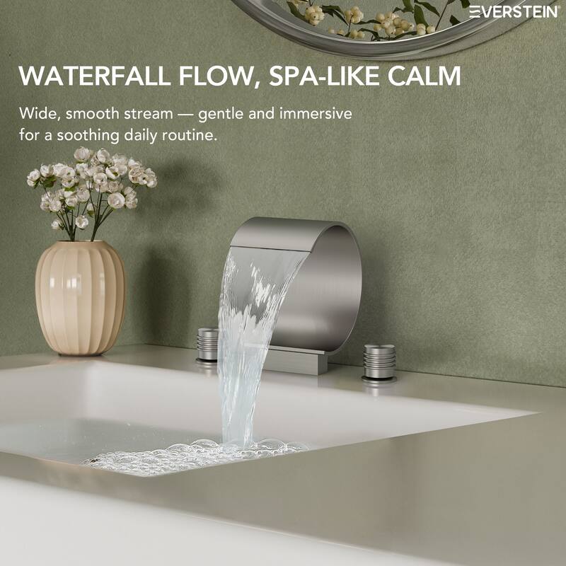 Widespread Bathroom Faucet 3 Hole, 2-handle Bathroom Sink Faucet with Drain Assembly