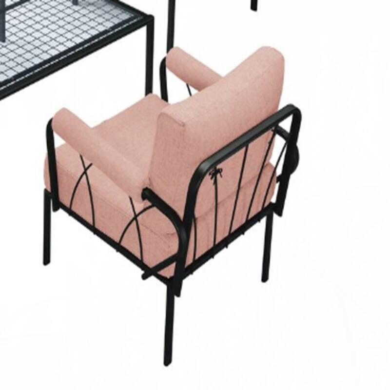 4Pcs Pink Fabric & Black Finish Patio Set,only chairs